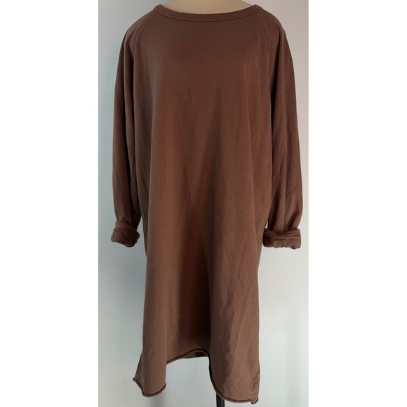 Standard James Perse Expresso Brown Sweater Dress Raw Hem Oversized Casual 4